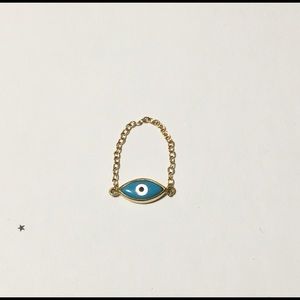 Mejuri Evil Eye Chain Ring Solid Yellow 